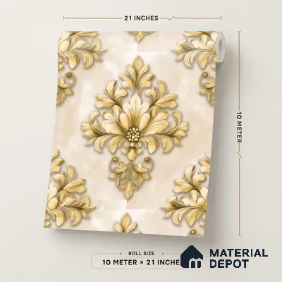 8031 | Green Trellis Palm Leaves Floral Wallpaper - 10 Meter x 21 Inches, 57.41 Sq. Ft.