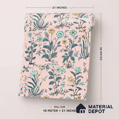 8040 | Pink Wildflower Garden Floral Wallpaper - 10 Meter x 21 Inches, 57.41 Sq. Ft.