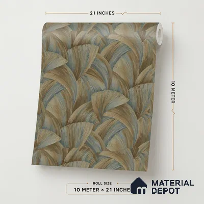 8045 | Teal & Brown Feather Weave Patterned Wallpaper - 10 Meter x 21 Inches, 57.41 Sq. Ft.