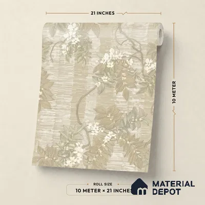 13319 | Sand Striped Wisteria Vine Floral Wallpaper - 10 Meter x 21 Inch, 57 Sq. Ft.