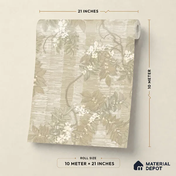 13319 | Sand Striped Wisteria Vine Floral Wallpaper - 10 Meter x 21 Inch, 57 Sq. Ft.