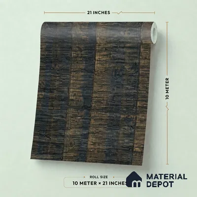 13323 | Dark Charcoal Wood Plank Texture Patterned Wallpaper - 10 Meter x 21 Inch, 57 Sq. Ft.