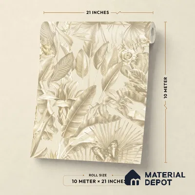 13331 | Cream Butterfly Tropical Floral Wallpaper - 10 Meter x 21 Inch, 57 Sq. Ft.