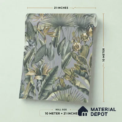 13332 | Grey Toucan Jungle Floral Wallpaper - 10 Meter x 21 Inch, 57 Sq. Ft.