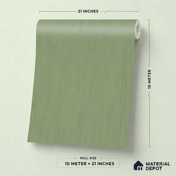 13341 | Sage Green Brushed Texture Patterned Wallpaper - 10 Meter x 21 Inch, 57 Sq. Ft.