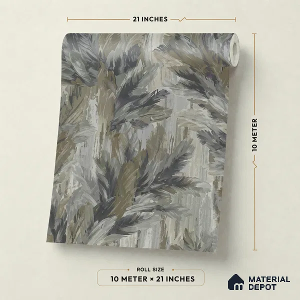 13349 | Charcoal Painterly Plumes Floral Wallpaper - 10 Meter x 21 Inch, 57 Sq. Ft.