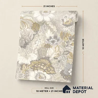 13359 | Greige Vintage Peony Floral Wallpaper - 10 Meter x 21 Inch, 57 Sq. Ft.