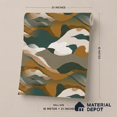 51244004 | Green & Brown Abstract Patterned Wallpaper - 10 Meter x 21 Inch, 57 Sq. Ft.