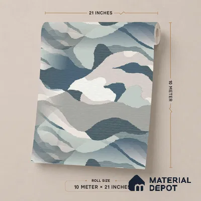 51244001 | Blue & Grey Abstract Patterned Wallpaper - 10 Meter x 21 Inch, 57 Sq. Ft.