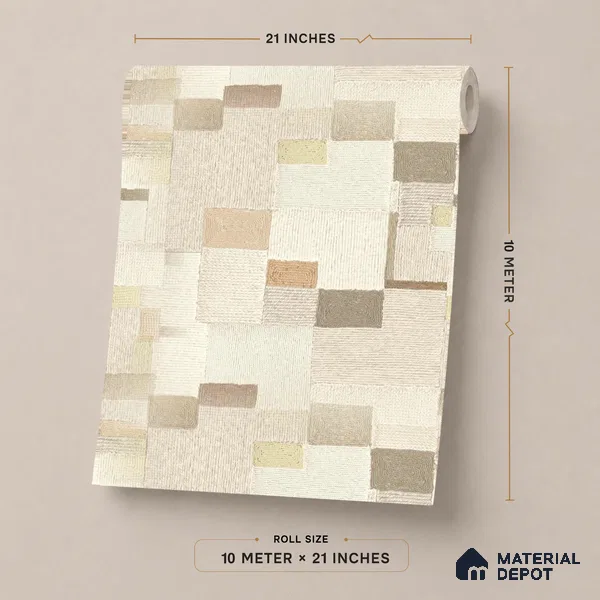 51243707 | Cream Patchwork Blocks Patterned Wallpaper - 10 Meter x 21 Inch, 57 Sq. Ft.