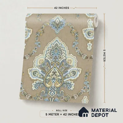 10335-4 | Brown Baroque Medallion Floral Wallpaper - 5 Meter x 42 Inches, 57 Sq. Ft.