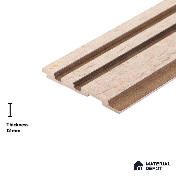 Cream Stone Look PN 00834 9.5 ft x 4.7 inch Charcoal Panel - 12 mm | Suitable for Feature Wall, TV Unit & Living Room | Width is Subjected to 5% Variation