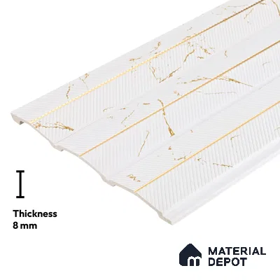 White Marble Look PN 02340 9.5 ft x 8 inch Charcoal Panel - 8 mm | Suitable for Feature Wall, TV Unit & Living Room | Width is Subjected to 5% Variation