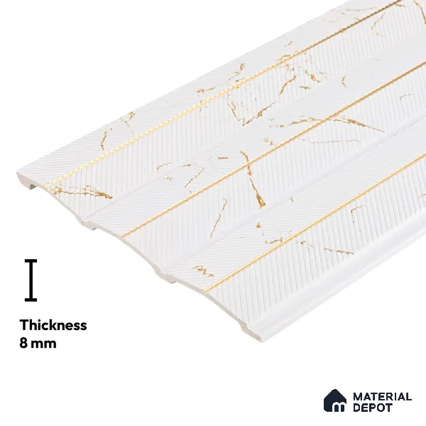 White Marble Look PN 02340 9.5 ft x 8 inch Charcoal Panel - 8 mm | Suitable for Feature Wall, TV Unit & Living Room | Width is Subjected to 5% Variation
