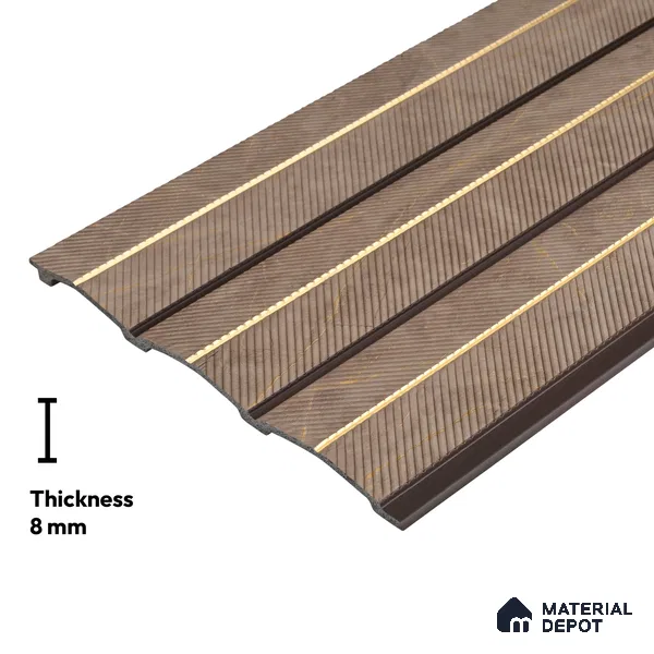 Brown Geometric Look PN 02341 9.5 ft x 8 inch Charcoal Panel - 8 mm | Suitable for Feature Wall, TV Unit & Living Room | Width is Subjected to 5% Variation