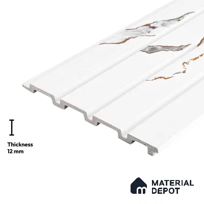 White Marble Look PN 02776 9 ft x 6.5 inch Charcoal Panel - 12 mm | Suitable for Feature Wall, TV Unit & Living Room | Width is Subjected to 5% Variation