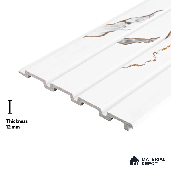 White Marble Look PN 02776 9 ft x 6.5 inch Charcoal Panel - 12 mm | Suitable for Feature Wall, TV Unit & Living Room | Width is Subjected to 5% Variation