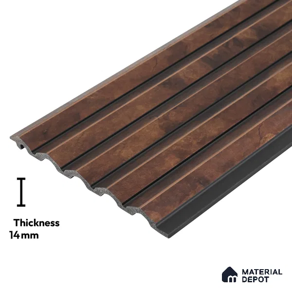 Wooden Look PN 02780 9 ft x 6.7 inch Charcoal Panel - 14 mm | Suitable for Feature Wall, TV Unit & Living Room | Width is Subjected to 5% Variation