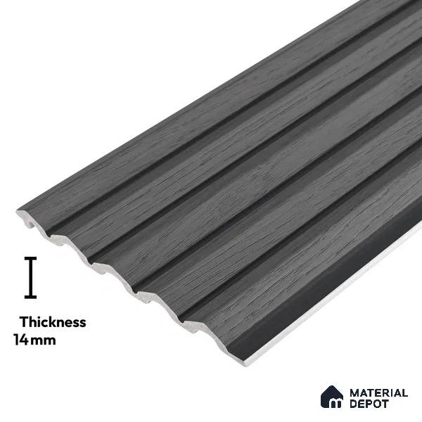 Wooden Look PN 02805 9 ft x 6.7 inch Charcoal Panel - 14 mm | Suitable for Feature Wall, TV Unit & Living Room | Width is Subjected to 5% Variation