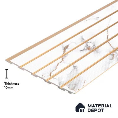 White Marble Look PN 03013 9.5 ft x 6 inch Charcoal Panel - 10 mm | Suitable for Feature Wall, TV Unit & Living Room | Width is Subjected to 5% Variation
