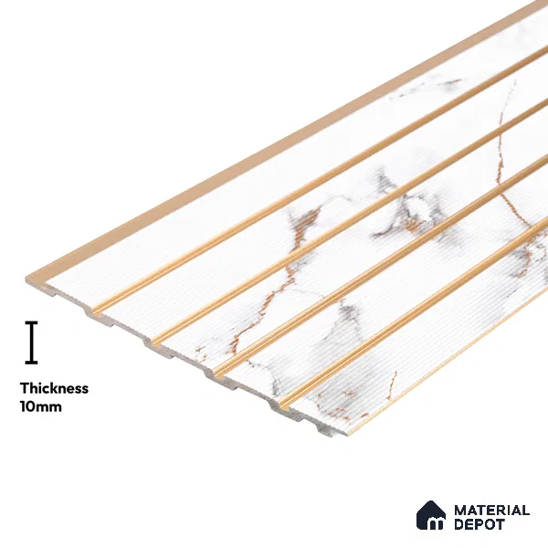 White Marble Look PN 03013 9.5 ft x 6 inch Charcoal Panel - 10 mm | Suitable for Feature Wall, TV Unit & Living Room | Width is Subjected to 5% Variation