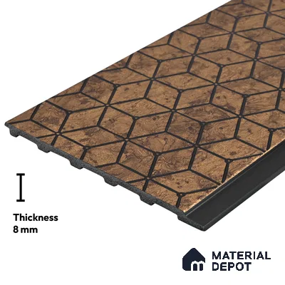 Gold Patterned Louver PN 03247 8 ft x 7 inch Charcoal Panel - 8 mm | Suitable for Feature Wall, TV Unit & Living Room | Width is Subjected to 5% Variation