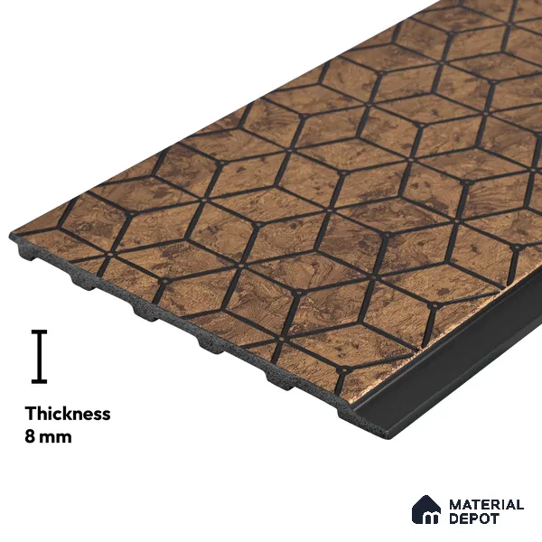 Gold Patterned Louver PN 03247 8 ft x 7 inch Charcoal Panel - 8 mm | Suitable for Feature Wall, TV Unit & Living Room | Width is Subjected to 5% Variation