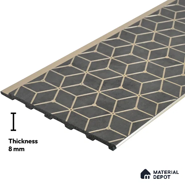 Grey Geometric Look PN 03248 8 ft x 7 inch Charcoal Panel - 8 mm | Suitable for Feature Wall, TV Unit & Living Room | Width is Subjected to 5% Variation