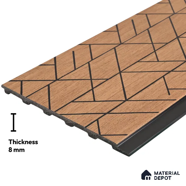 Brown Geometric Look PN 03249 8 ft x 7 inch Charcoal Panel - 8 mm | Suitable for Feature Wall, TV Unit & Living Room | Width is Subjected to 5% Variation