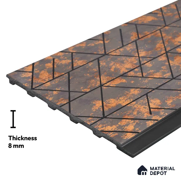 Gold Rustic Look PN 03250 8 ft x 7 inch Charcoal Panel - 8 mm | Suitable for Feature Wall, TV Unit & Living Room | Width is Subjected to 5% Variation
