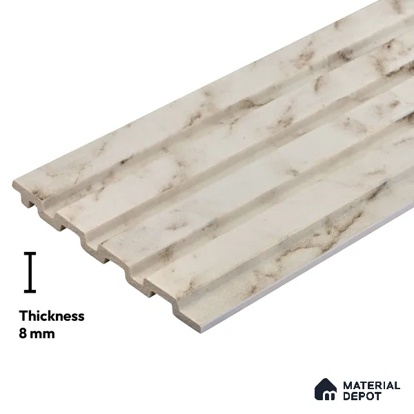 White Marble Look PN 03279 8 ft x 4.9 inch Charcoal Panel - 8 mm | Suitable for Feature Wall, TV Unit & Living Room | Width is Subjected to 5% Variation