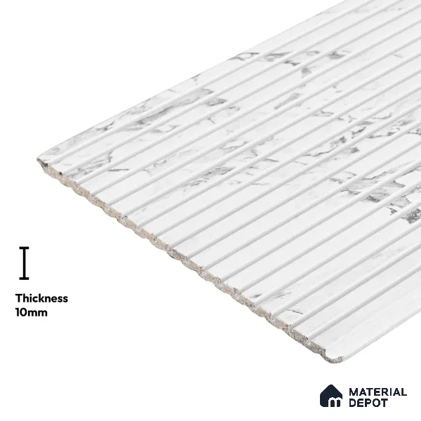 White Marble Look PN 03849 9.5 ft x 6 inch Charcoal Panel - 10 mm | Suitable for Feature Wall, TV Unit & Living Room | Width is Subjected to 5% Variation