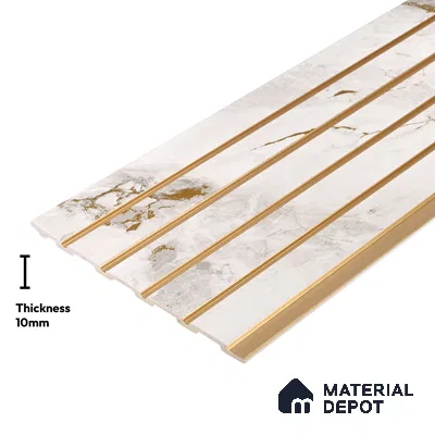 White Marble Look PN 03874 9.5 ft x 6 inch Charcoal Panel - 10 mm | Suitable for Feature Wall, TV Unit & Living Room | Width is Subjected to 5% Variation