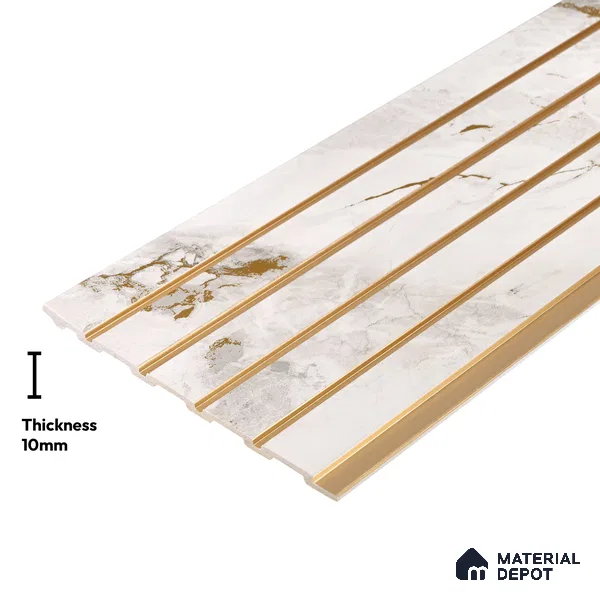 White Marble Look PN 03874 9.5 ft x 6 inch Charcoal Panel - 10 mm | Suitable for Feature Wall, TV Unit & Living Room | Width is Subjected to 5% Variation