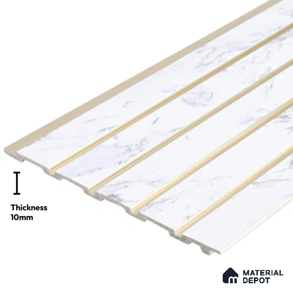 White Marble Look PN 03875 9.5 ft x 6 inch Charcoal Panel - 10 mm | Suitable for Feature Wall, TV Unit & Living Room | Width is Subjected to 5% Variation
