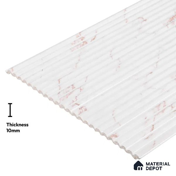 White Marble Look PN 03882 9.5 ft x 6 inch Charcoal Panel - 10 mm | Suitable for Feature Wall, TV Unit & Living Room | Width is Subjected to 5% Variation