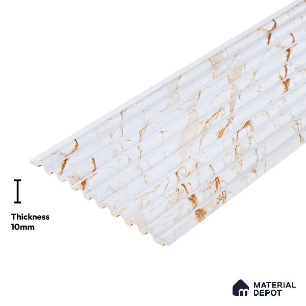 White Marble Look PN 03898 9.5 ft x 6 inch Charcoal Panel - 10 mm | Suitable for Feature Wall, TV Unit & Living Room | Width is Subjected to 5% Variation