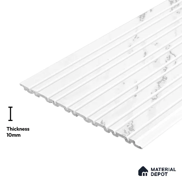 White Marble Look PN 03915 9.5 ft x 6 inch Charcoal Panel - 10 mm | Suitable for Feature Wall, TV Unit & Living Room | Width is Subjected to 5% Variation