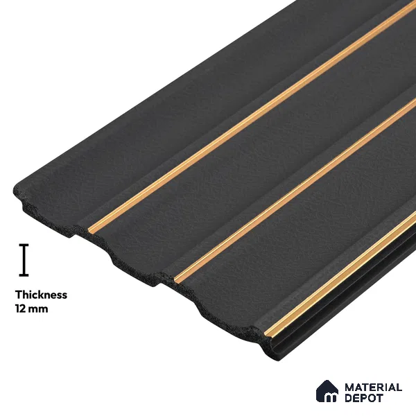Wooden Look PN 04074 9.5 ft x 4.9 inch Charcoal Panel - 12 mm | Suitable for Feature Wall, TV Unit & Living Room | Width is Subjected to 5% Variation