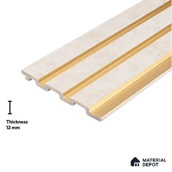 Beige Rustic Louver PN 04078 9.5 ft x 4.9 inch Charcoal Panel - 12 mm | Suitable for Feature Wall, TV Unit & Living Room | Width is Subjected to 5% Variation