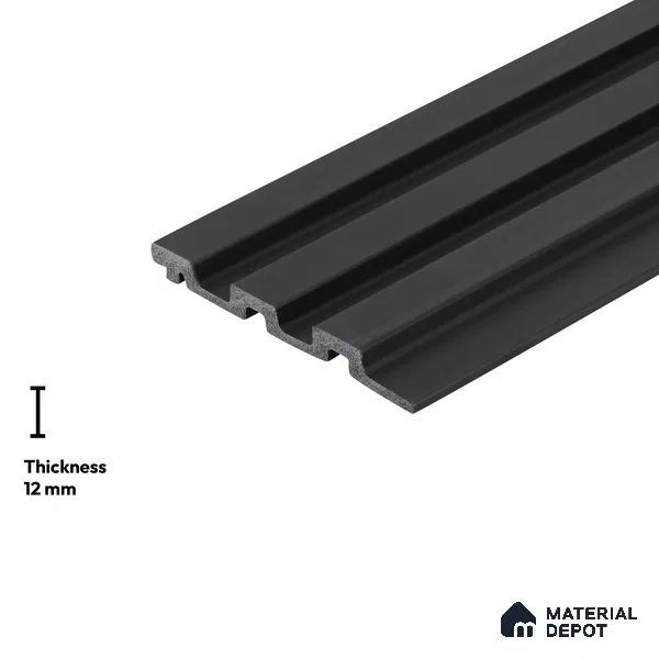Black Plain Colour Look PN 04648 9.5 ft x 4.7 inch Charcoal Panel - 12 mm | Suitable for Feature Wall, TV Unit & Living Room | Width is Subjected to 5% Variation