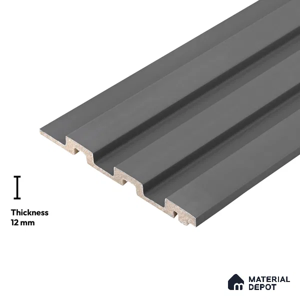 Grey Plain Colour Look PN 04878 9.5 ft x 4.7 inch Charcoal Panel - 12 mm | Suitable for Feature Wall, TV Unit & Living Room | Width is Subjected to 5% Variation