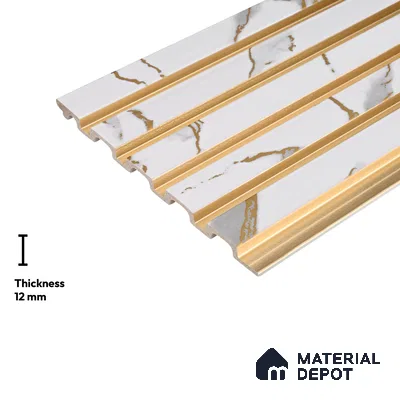 White Marble Look PN 05770 9.5 ft x 7.8 inch Charcoal Panel - 12 mm | Suitable for Feature Wall, TV Unit & Living Room | Width is Subjected to 5% Variation