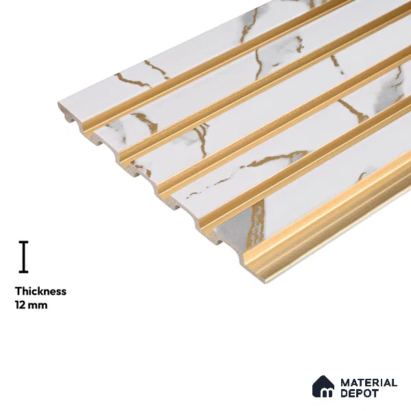 White Marble Look PN 05770 9.5 ft x 7.8 inch Charcoal Panel - 12 mm | Suitable for Feature Wall, TV Unit & Living Room | Width is Subjected to 5% Variation