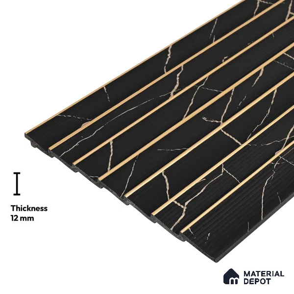 Black Marble Look PN 05788 9.5 ft x 7.8 inch Charcoal Panel - 12 mm | Suitable for Feature Wall, TV Unit & Living Room | Width is Subjected to 5% Variation