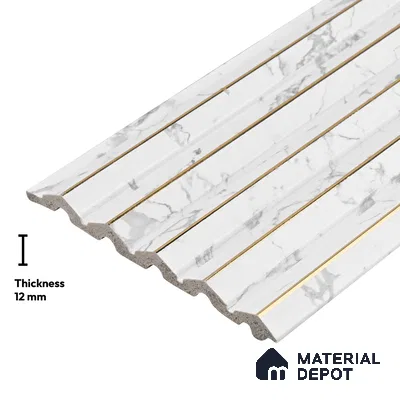 White Marble Look PN 06040 8 ft x 4.9 inch Charcoal Panel - 12 mm | Suitable for Feature Wall, TV Unit & Living Room | Width is Subjected to 5% Variation