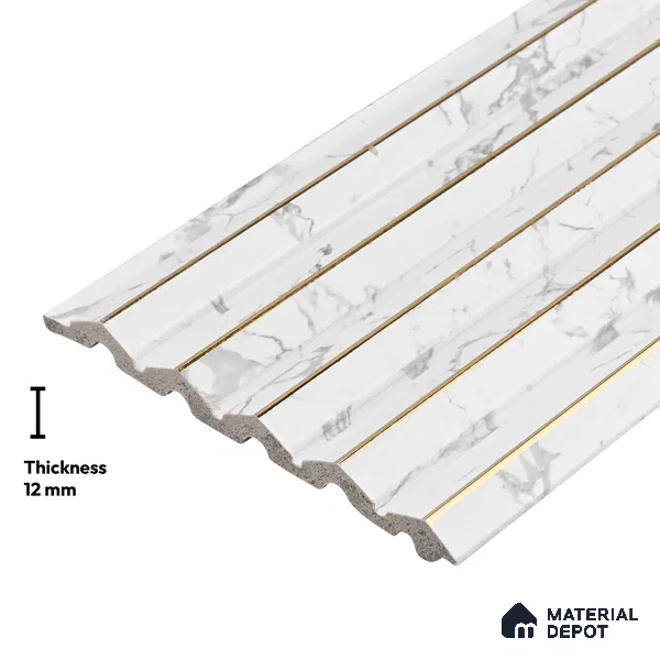White Marble Look PN 06040 8 ft x 4.9 inch Charcoal Panel - 12 mm | Suitable for Feature Wall, TV Unit & Living Room | Width is Subjected to 5% Variation