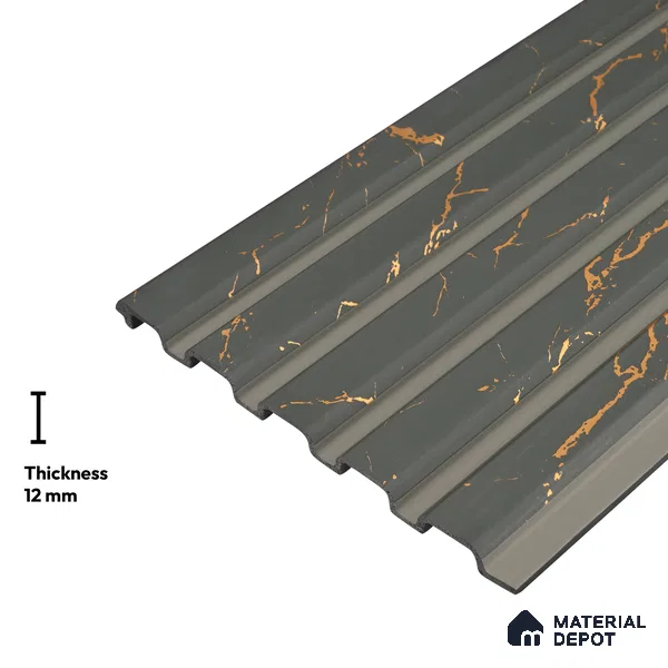 Green Marble Look PN 06159 9.5 ft x 7.8 inch Charcoal Panel - 12 mm | Suitable for Feature Wall, TV Unit & Living Room | Width is Subjected to 5% Variation