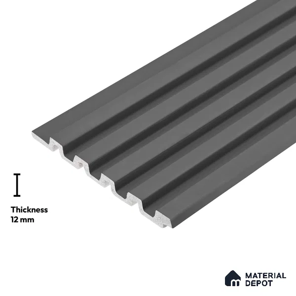 Grey Plain Colour Look PN 06235 9.5 ft x 4.7 inch Charcoal Panel - 12 mm | Suitable for Feature Wall, TV Unit & Living Room | Width is Subjected to 5% Variation