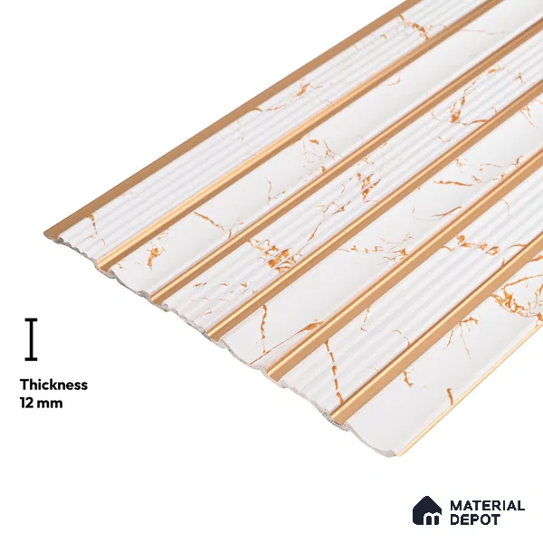 White Marble Look PN 06293 9.5 ft x 9.4 inch Charcoal Panel - 12 mm | Suitable for Feature Wall, TV Unit & Living Room | Width is Subjected to 5% Variation